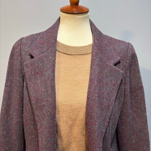 Vintage Courtenay women's wool blazer burgundy and maroon tweed, women’s size 10 - Picture 5 of 11